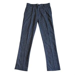 Percival Wool Blend Tailored Trousers Men's Size Small  Grey Blue Houndstooth
